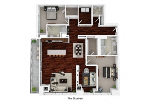 Floor plan for 2 beds, 3 baths, 2154 sqft